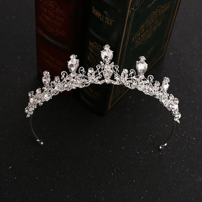 Han Bridal Crown Alloy Crystal Queen Hair hoop children's party birthday Tiara simple wedding headpiece thumbnail