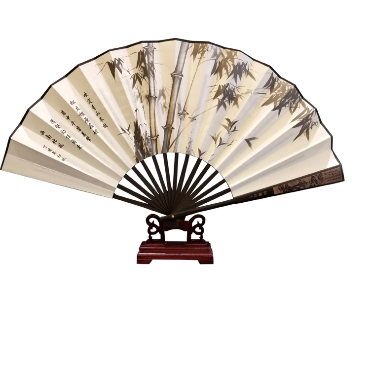 Fan Custom Male Folding Fan Wholesale Chinese Style Fan Ancient Style Male Fan Carved Silk Large Silk Fan Classical Bamboo Fan Item Picture