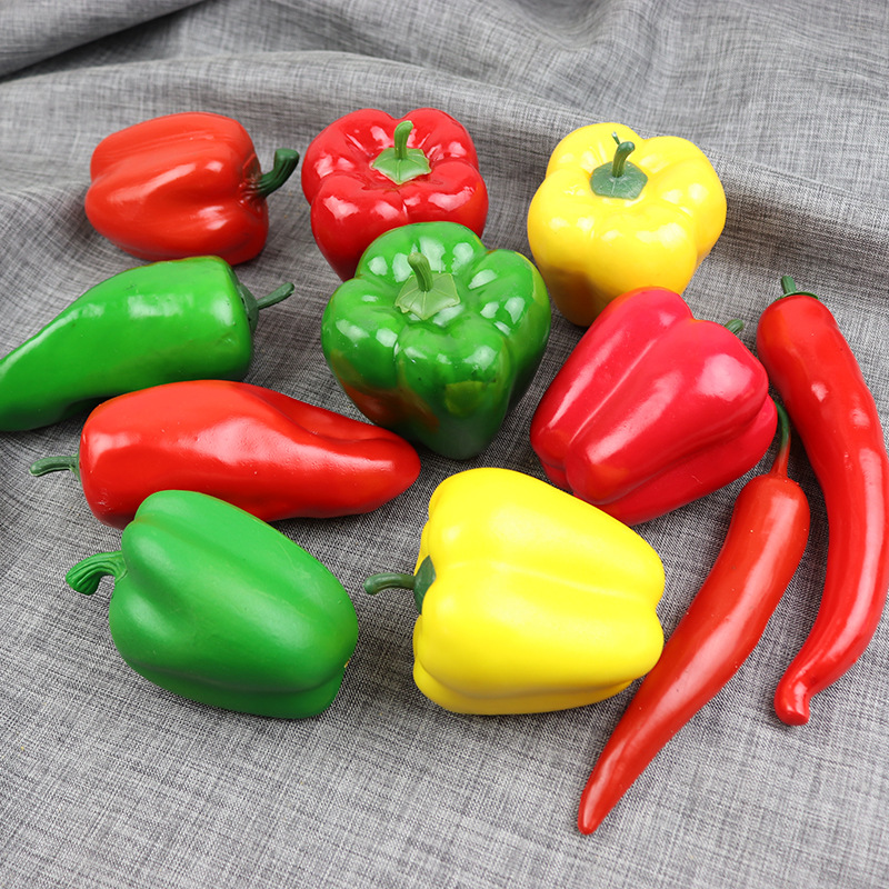 Simulation pepper vegetable pepper bell pepper bell pepper round pepper vegetable model fake fruit toy props decoration wholesale
