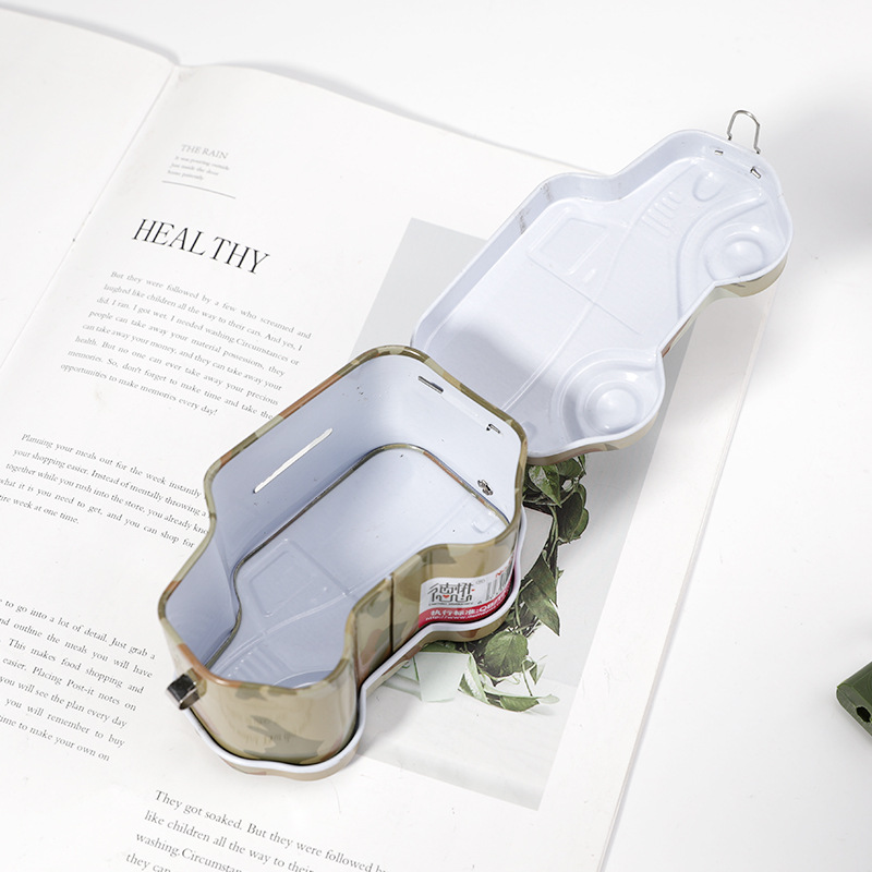 DME001 model self-owned brand creative Kulomi piggy bank Cartoon Little Jeep children's piggy bank 2025 new style tinplate box Cute little piggy bank, piggy bank stock US dollar piggy bank Specification image