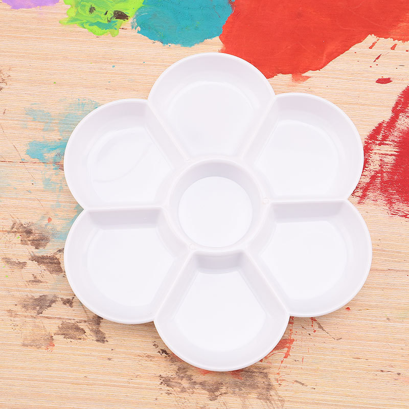Imitation Porcelain Plum Blossom Color Plate Thickened Plastic Gouache Chinese Painting Pigment Plate Children Painting Art Supplies Wholesale details Picture