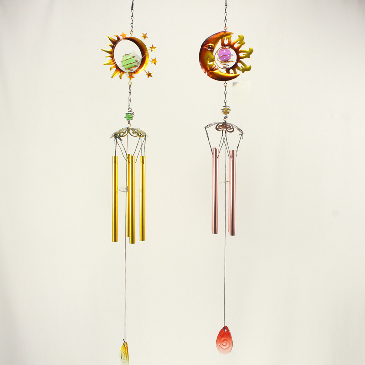Creative Metal Iron Art Wind Chime Pendant Glass Pendant Garden Balcony Decoration Craft Gift Cross-Border