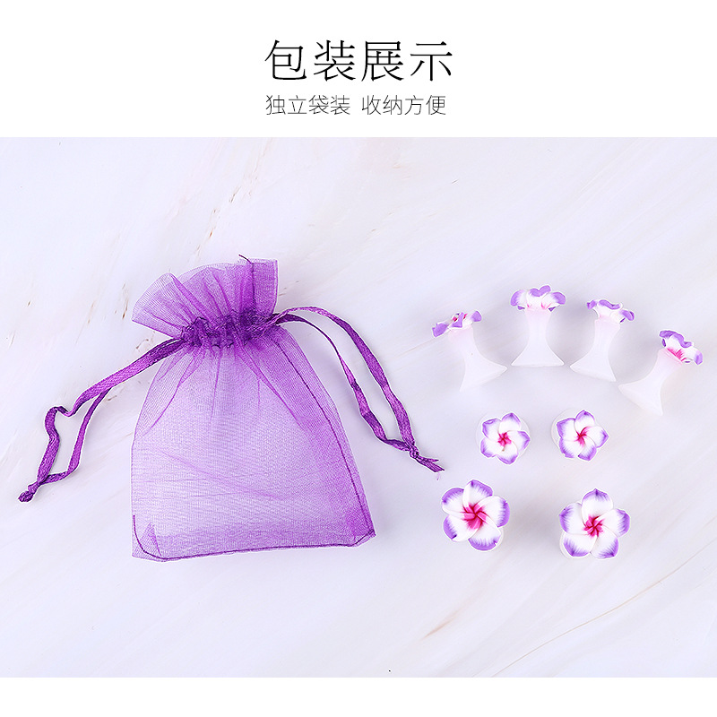 Nail art finger separator, Japanese-style nail art silicone toe separator, Daisy purple gold flower teardrop-shaped nail art toe separator details Picture