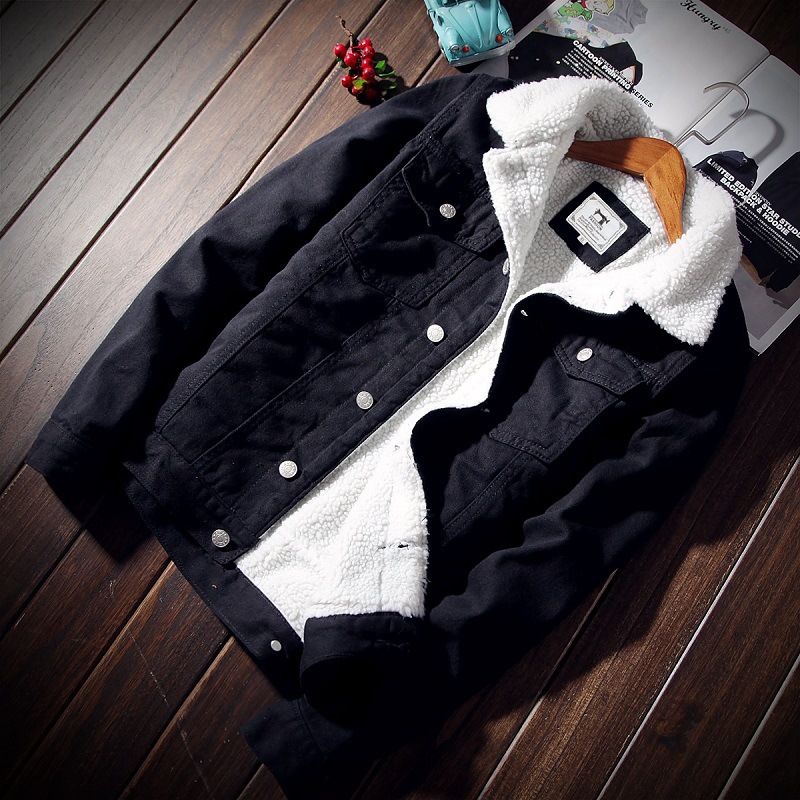 Winter Cashmere Denim Coat Men Slim Thick Jacket Imitation Lamb Wool Youth Cotton-Padded Male Coat Autumn Tide Application Scenario