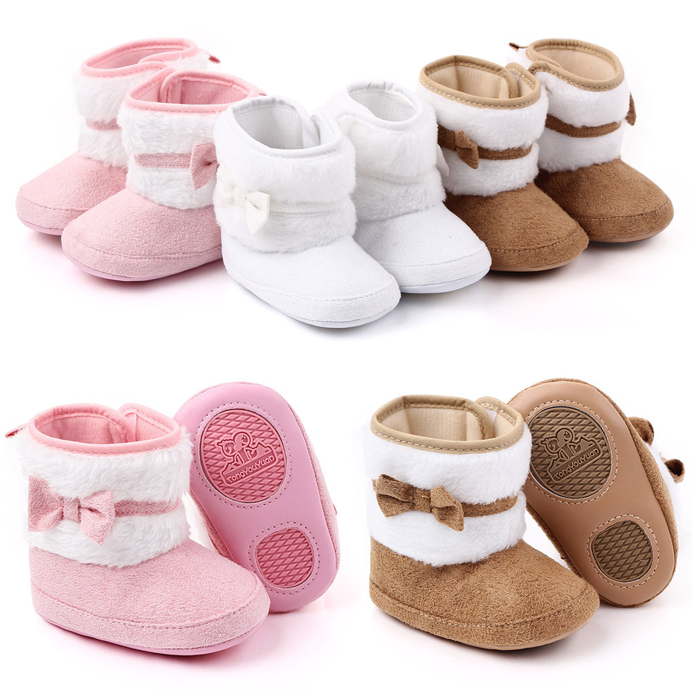 Wholesale of baby shoes for winter, new style bow high-top soft-soled baby cotton shoes, walking shoes and boots 1648