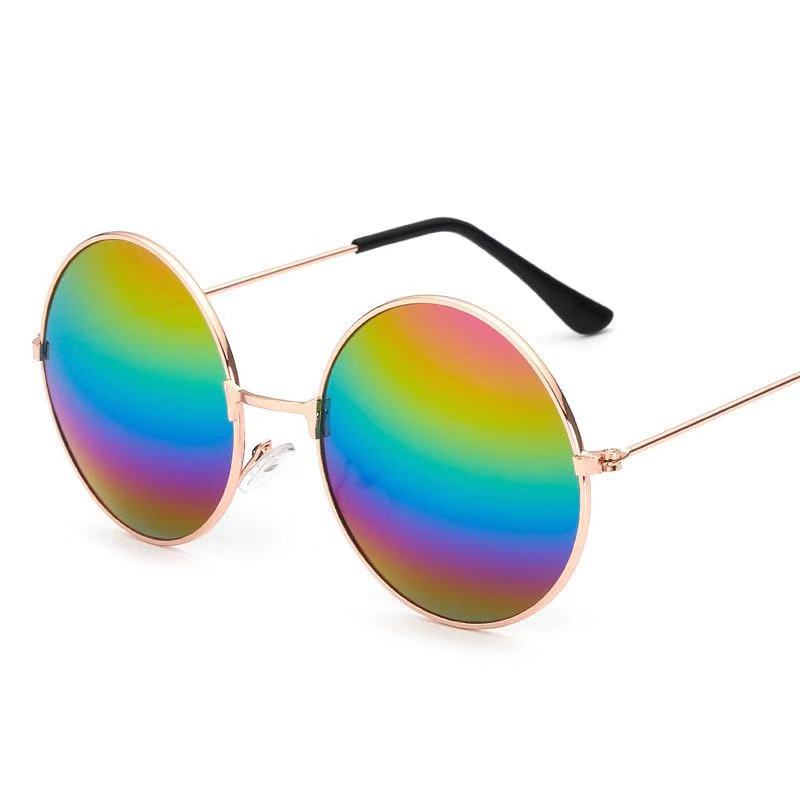 Factory direct sales of vintage round sunglasses, Aviator sunglasses, colored film reflective sunglasses, crown glasses, round frame sunglasses wholesale Application Scenario