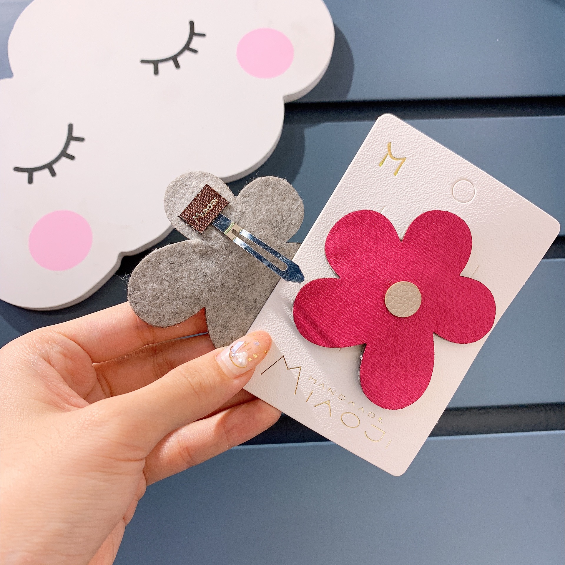 South Korea Dongdaemun Girl Heart Sweet Colorful Big Flowers Side Hairpin Bangs Clip Bb Clip Children Hair Accessories Parent-Child Specification drawing