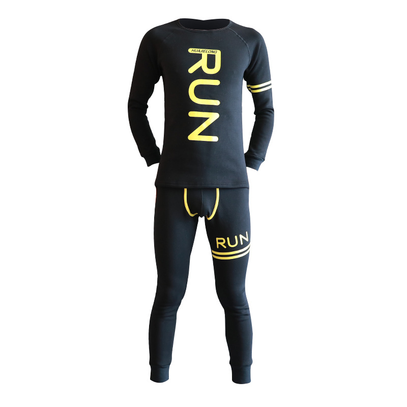 Huajielong men's thermal underwear set with fleece and thickening, trendy and sexy winter Korean-style base underwear Item Picture