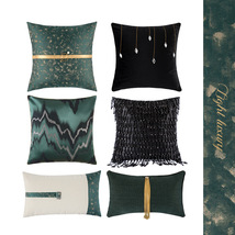 美式轻奢绿黑系工艺抱枕套软装设计师抱枕靠枕跨境亚马逊家居靠垫