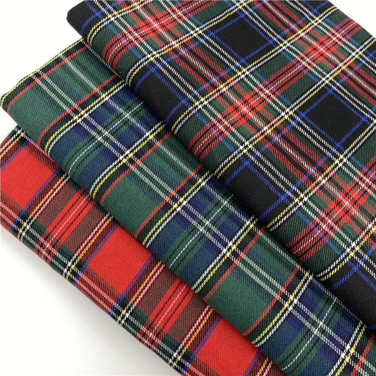 Plaid fabric casual shirt fabric skirt fabric polyester-cotton brushed plaid fabric small cotton plaid 21s flannel plaid