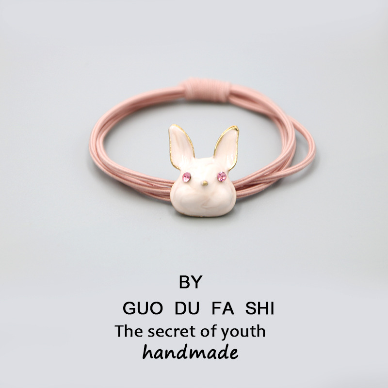 Accessories Country Girl Heart Pink Rabbit Bear Hair Tie Cute Cartoon Head Tie Cute Multi-Strand Rubber Band Hair Band Application Scenario