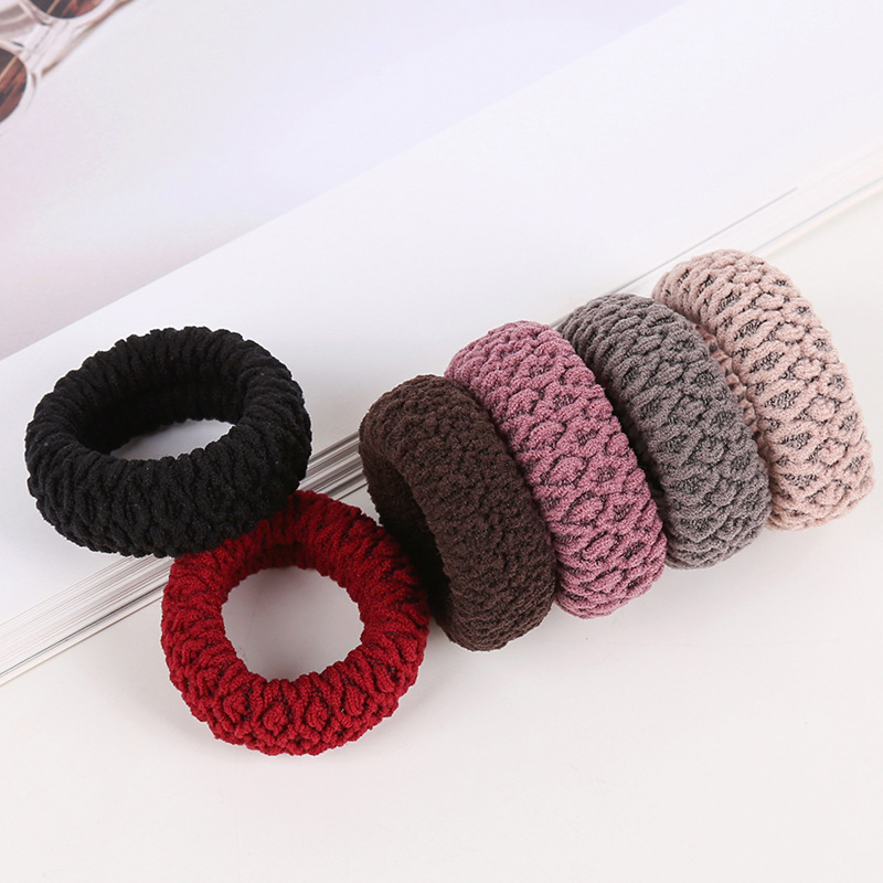 Boxed thickened and widened high-elasticity towel band, seamless fish-scale pattern hair tie, rubber band, leather cover, hair band pic 49