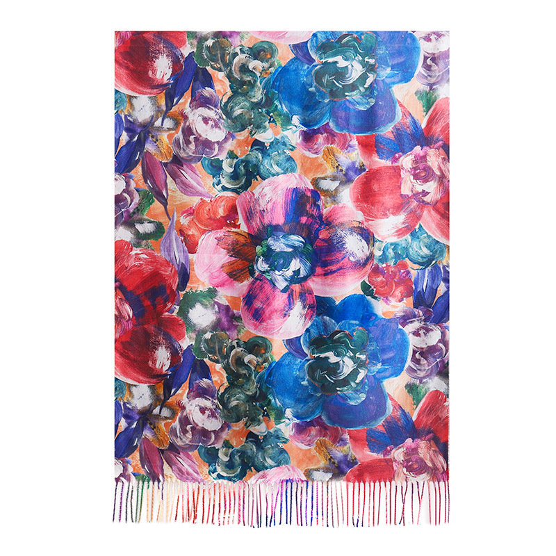 One-piece delivery of new autumn and winter styles of Liu 'an scarves, digital printing, imitation cashmere, oil painting, warm and ethnic style dual-purpose tassel shawls, wholesale factory direct sales details Picture