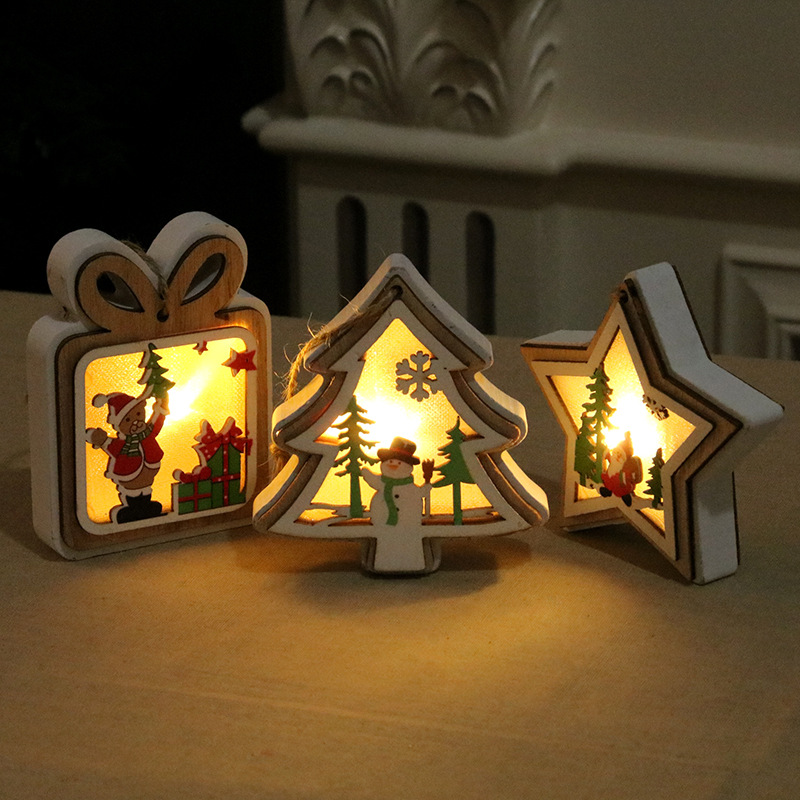 New Christmas decorations, Christmas illuminated wooden pendants, Christmas tree pendants, Christmas gifts Specification image
