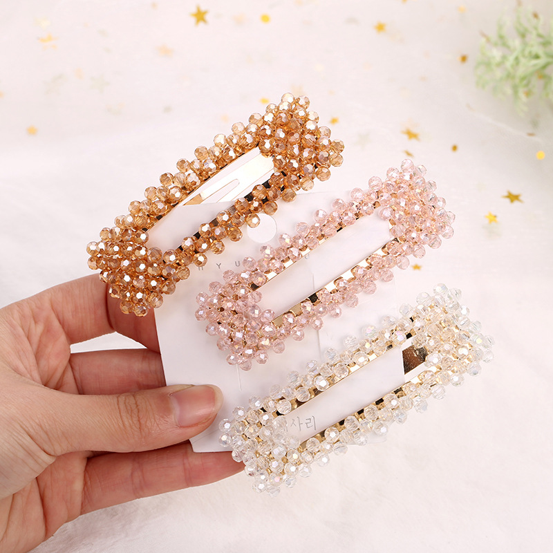 ins influencer Korean version crystal hair clips, bb clips, diy beaded one-piece clips, ladies' hair clips, pearl clips, headwear in stock Application Scenario