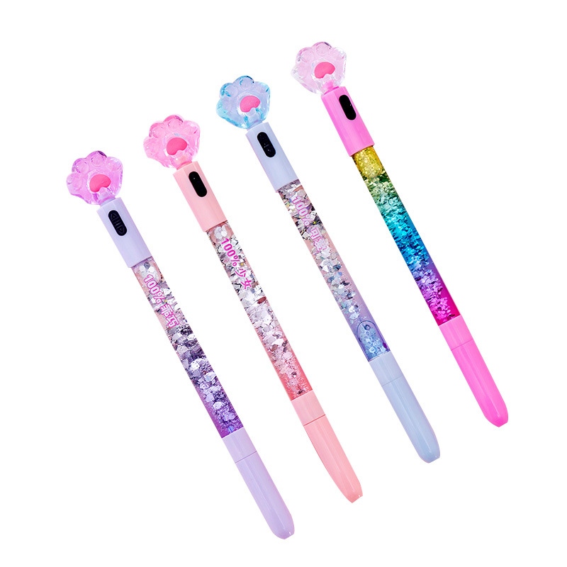 Instagram Girl Heart Cat Claw Luminous Neutral Pen Cute Creative Oil Quicksand Light Pen Student Signature Pen Pen Item Picture
