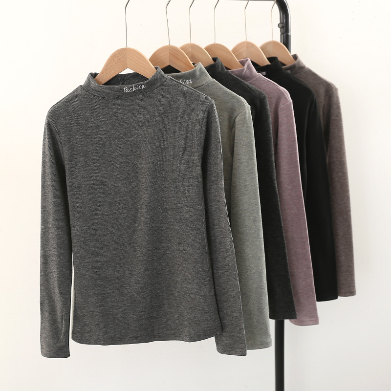 The new autumn and winter collection features a semi-high-neck base layer, long-sleeved T-shirt, and a slimming, round-neck, versatile women's top on Instagram Application Scenario
