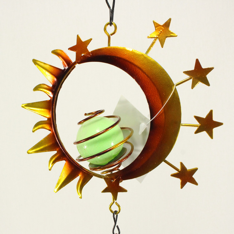 Creative Metal Iron Art Wind Chime Pendant Glass Pendant Garden Balcony Decoration Craft Gift Cross-Border details Picture