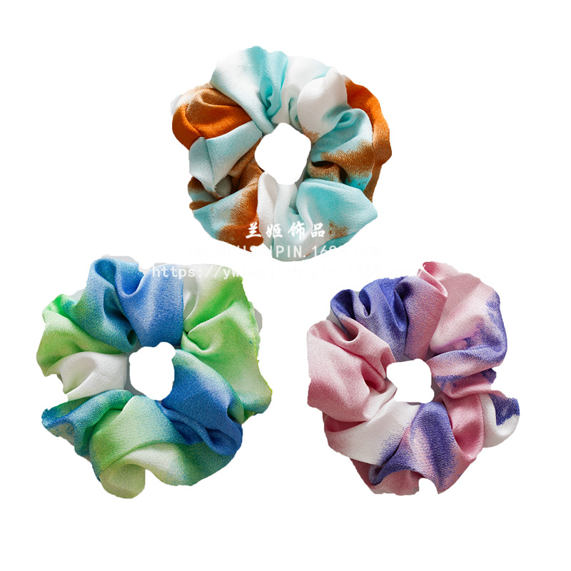 New cross-border tie-dyed elastic band, large intestine circle and hair band from Europe and America, simple and versatile women's fabric circle hair accessory Item Picture