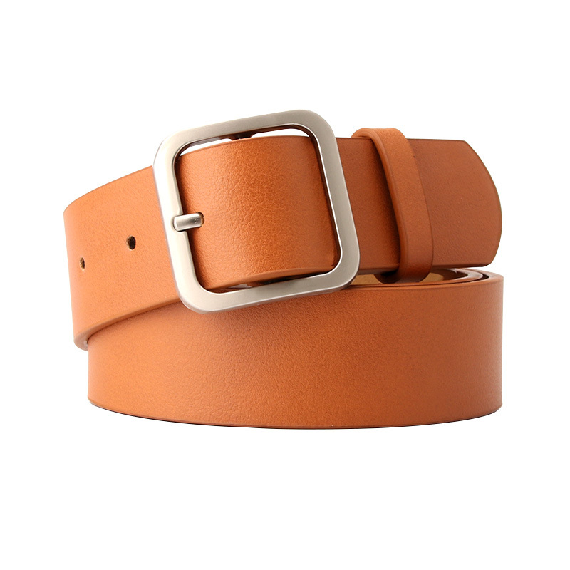 New Korean Style Women's Belt Retro Simple Everything Square Buckle Pu Leather Popular Belt Wholesale Women Item Picture