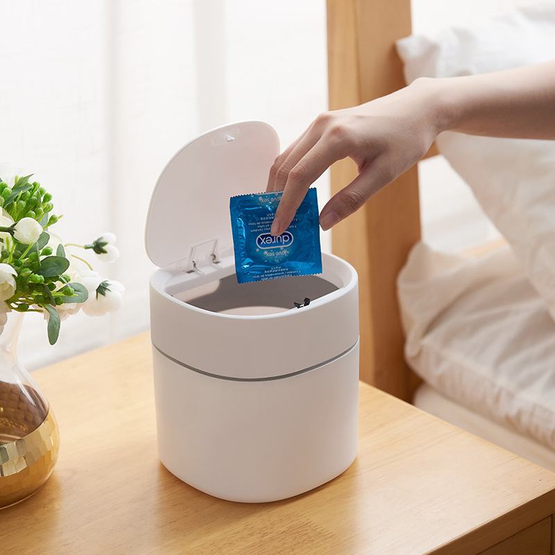 Nordic Mini Desktop Trash Can Household Kitchen Desk Trash Can With Lid For Clutter Storage And Cleaning details Picture
