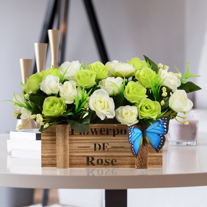 Fresh and rural wooden fence bonsai, artificial flower bouquets, living room decorative items, artificial plants, home silk flowers wholesale Application Scenario