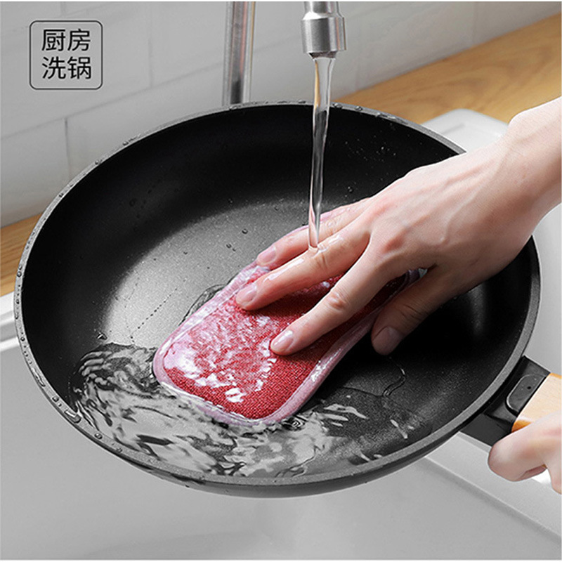 Multifunctional Double-Sided Magic Scrubber Bowl Dishcloth Sponge Wipe Cleaning Cloth Kitchen Brush Pot Block Decontamination Cloth Specification drawing