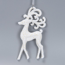 厂家直销款式多欢迎询价跨境新款圣诞装饰挂件 白色麋鹿飞鹿粘粉挂件圣诞树小挂件