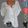 eBay亚马逊 速卖通欧美时尚女装花边V领绣花短袖蝙蝠衫图