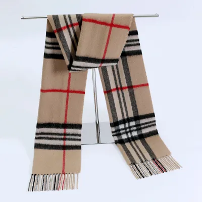 Hengyuanxiang Cashmere Scarf New Checkered Bib Thickened Annual Party Gift Embroidery Solid Color Warm Wool Scarf