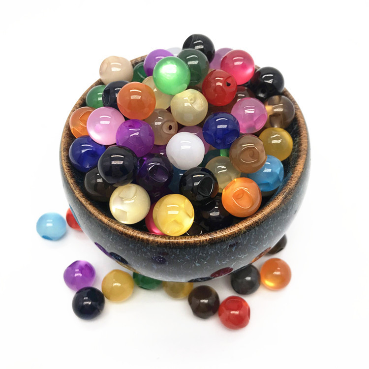 Chinese-style buttoned cheongsam, Tang suit, Hanfu, retro pearlescent buttonhead, off-hole resin imitation jade, loose bead round bead buttons