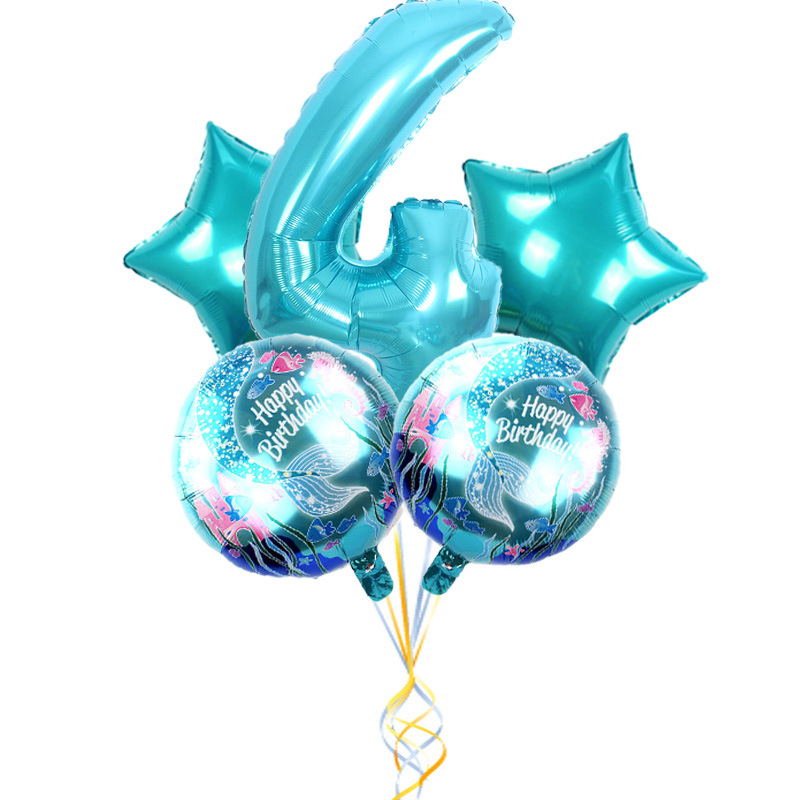 美人鱼数字气球套装生日派对公司年会舞台背景装饰布置批发详情图3