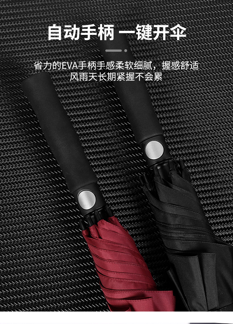 全纤维高尔夫伞自动开长柄伞大号弯柄直杆雨伞商务双人礼品广告伞详情19