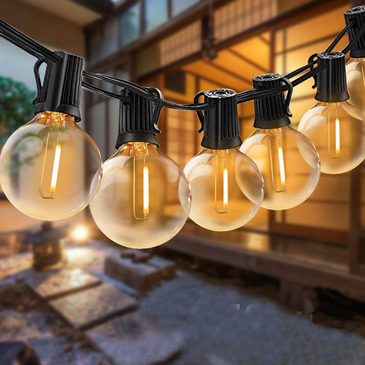 European 220V wedding lights string retro ball glass lights string outdoor garden decoration lights string