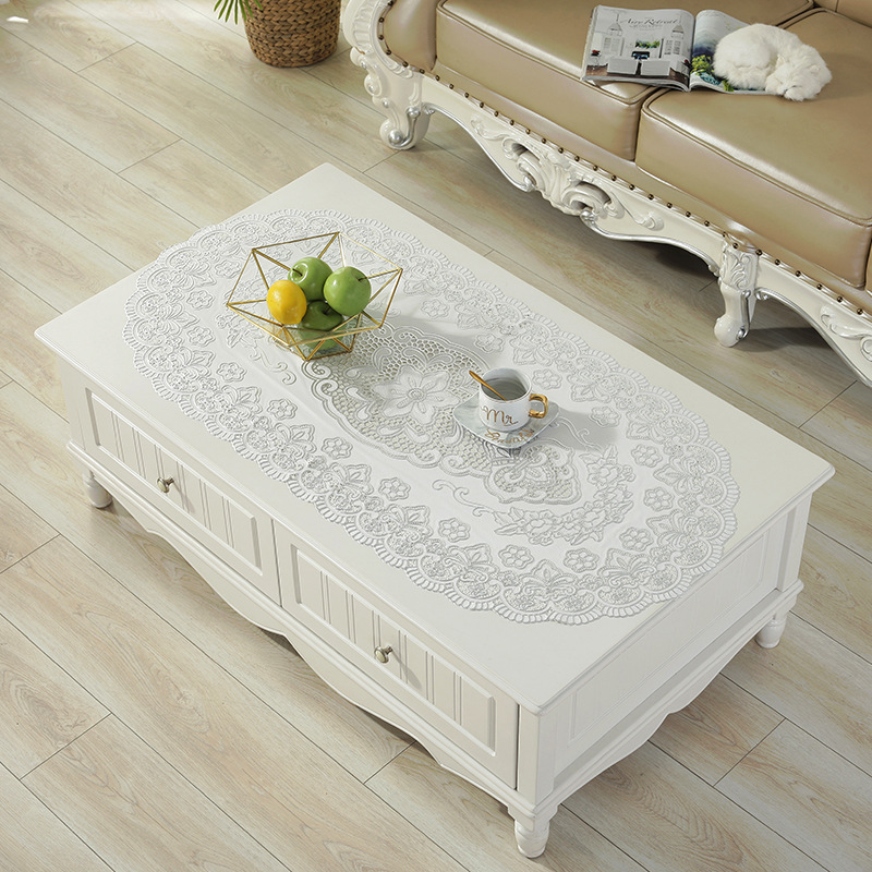 60*100Cm Rich Flower Hollow Coffee Table Mat Pvc Hot Gold Rectangular Tablecloth Europe And The United States Small Table Cloth Cross-Border Application Scenario