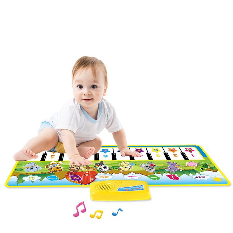 跨境100*36CM儿童乐器垫音乐地毯动物钢琴垫宝宝脚踏琴绿色琴垫