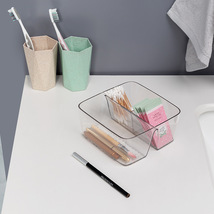 简约透明塑料厨房整理收纳盒轻奢浴室卫生间多格护肤品收纳盒