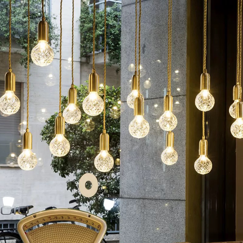 现代简约创意LED单头玻璃灯罩吊灯 服装店餐厅橱窗金色玻璃吊灯