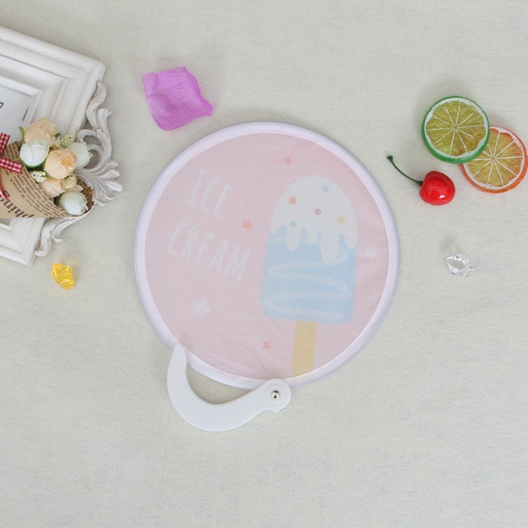 Custom folding nylon polyester ball fan with handle Advertisement Frisbee fan Mini folding portable fan Application Scenario