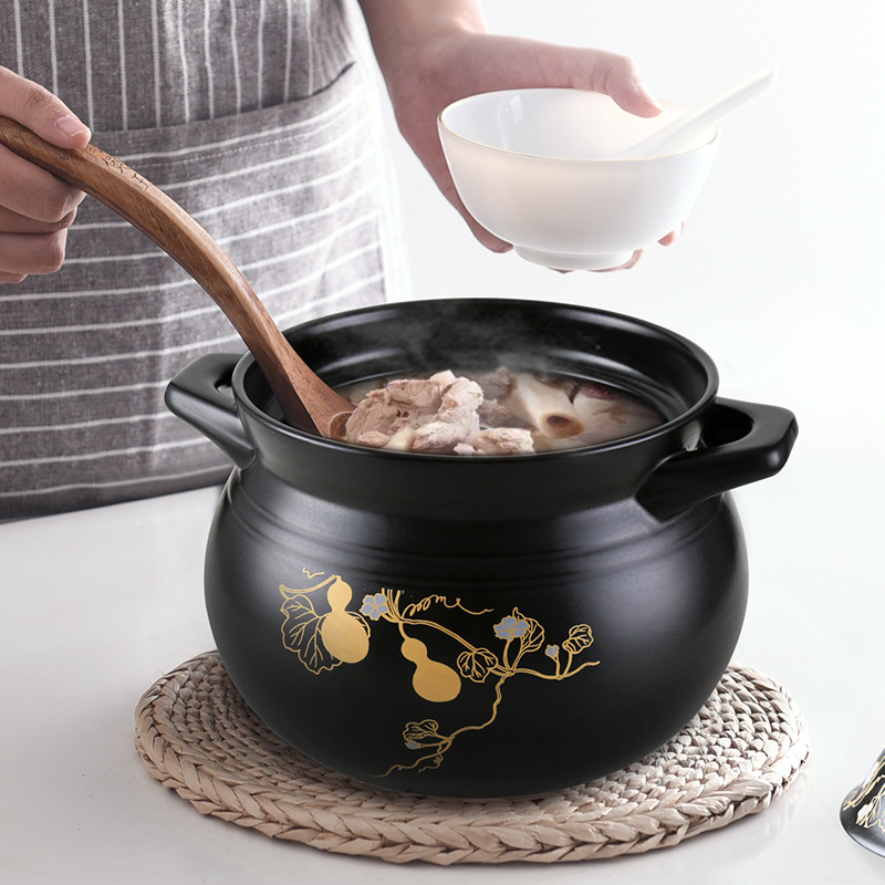 New dry-burning crack-free Fulu Pot ceramic clay pot high-temperature resistant stew pot, big belly soup pot in stock, one-piece consignment details Picture
