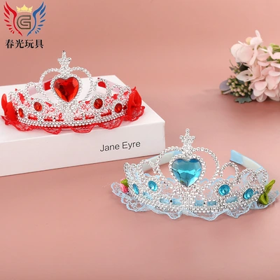 Manufacturers Direct Cartoon Cute Girl Crown Headband Fast Sell Foreign Trade Hot Plastic Crown Wholesale Customization