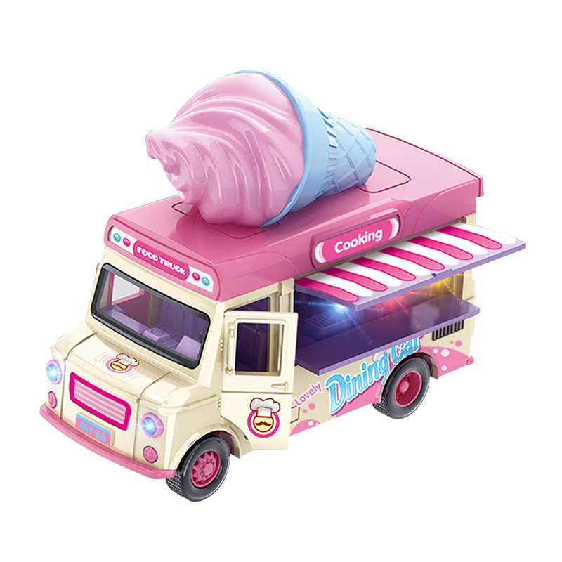 Mingyuan Huili Alloy magnetic induction Music Food Truck, children's ice cream burger, car toy, cross-border Amazon Application Scenario