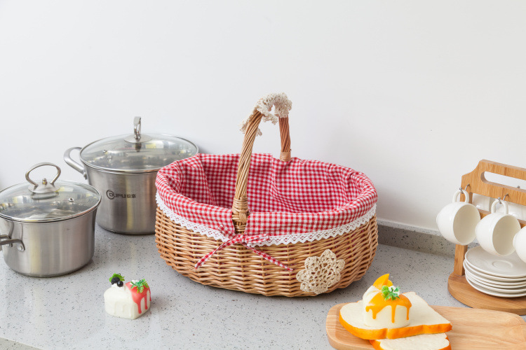 Rattan Wicker Storage Basket Vegetable Basket Egg Basket Carrying Gifts Picnic Basket Fruit Basket Small Woven Bamboo Basket Flower Basket Specification drawing