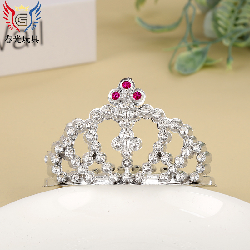 Manufacturers Direct Korean Version Of Children's Hair Clip Little Princess Rhinester Crown Insert Comb Cute Girl Crown Hair Card Wholesale Specification drawing