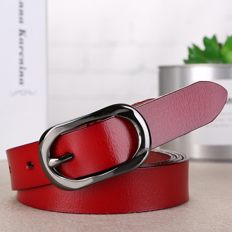 Women's Belt Formal Dress Professional Cowhide Needle Buckle West Belt Slim Ol Style All Business Black Belt Women details Picture
