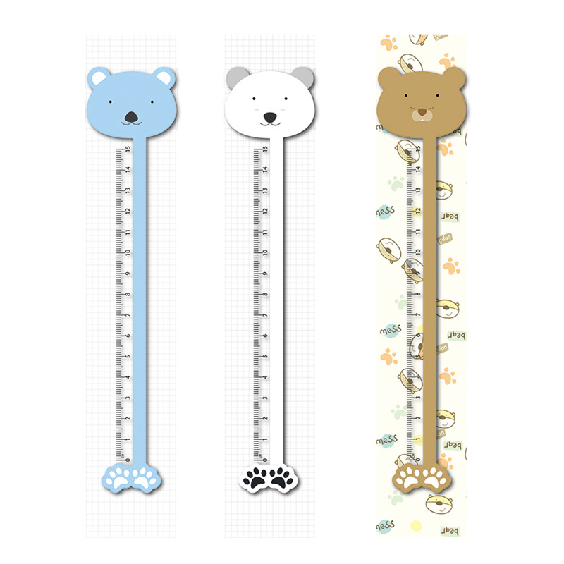 现货 日本上学熊读书熊熊头卡通儿童学生定规直尺尺子文具图