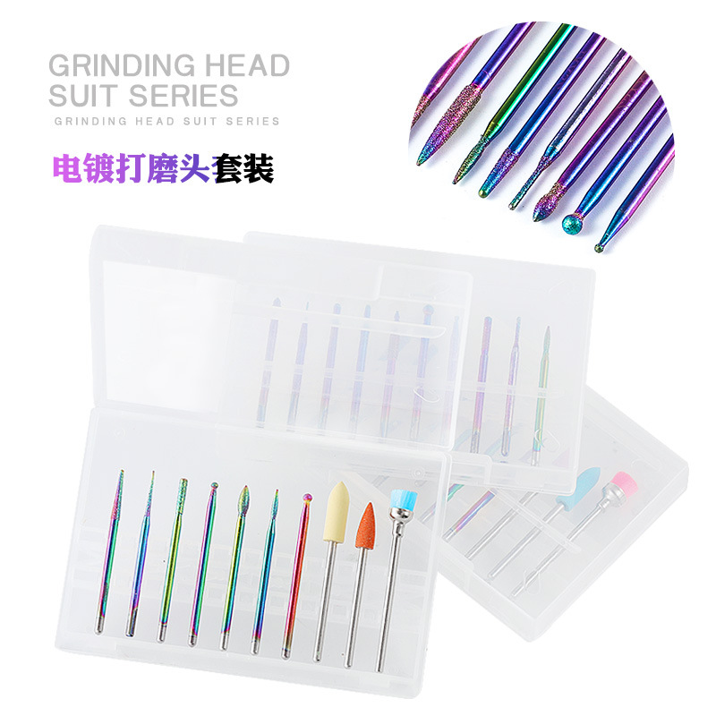 Conjunto de herramientas de uñas cross border aleación de acero de tungsteno color fantasma pulido cabeza pulido pulido pulidor de esmalte polvo perlado uñas corte conjunto combinado