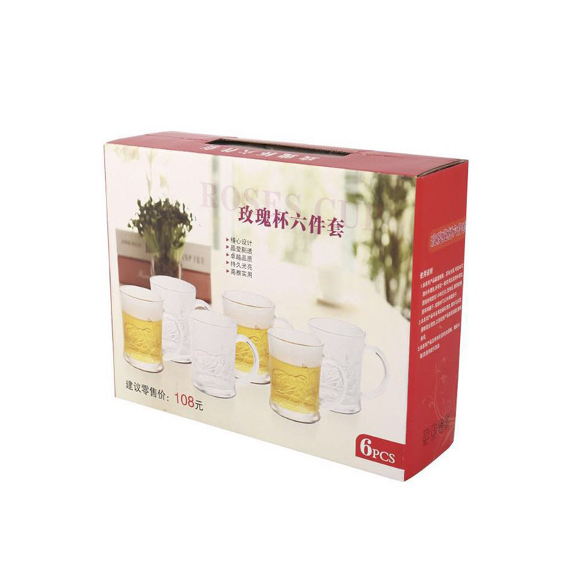 Factory wholesale of six-piece wedding gift sets with rose relief glass water cups and rose cups Item Picture