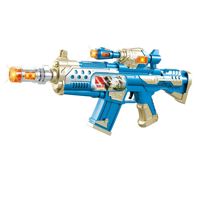 美智厂家直销男孩玩具5506新款儿童电动玩具枪闪光震动影像冲锋枪