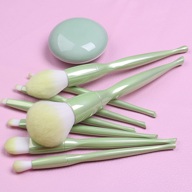 Twist Waist 8 Makeup Brush Green Set Electroplated Apple Green Loose Powder Blush Brush Custom Plastic Handle Beauty Tools In Stock Specification drawing